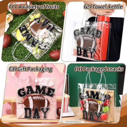 Wesnoy 20 Pcs Football Party Favor Football Goodie Gifts Bags with Handles Reusable Sport Themed Treat Bags for Candy Birthday Party Supplies 8 x 8 x 3.15''