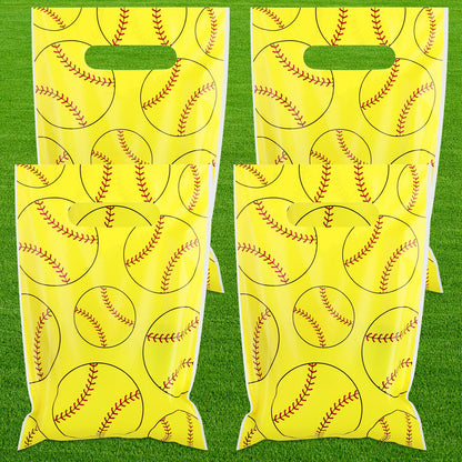 Hxezoc 50 Pieces Softball Gift Bags Plastic Softball Bags Practical Gift Bags Sport Party Favors for Softball Theme Birthday Party Decoration Supplies
