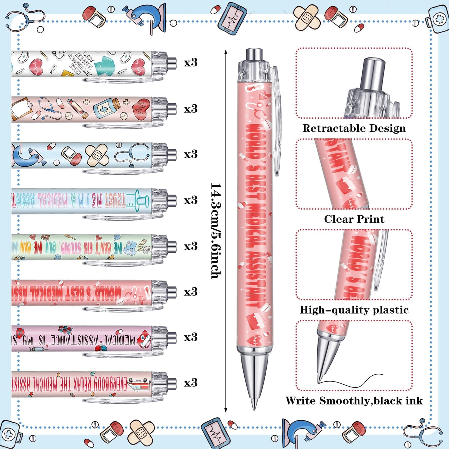 48 Pcs Nurses Week Gifts for Medical Assistant Ballpoint Pens and Sticky Notes Medical Assistant Students Practitioner CNA MA RN Assist Essential Healthcare Work Favor Gifts