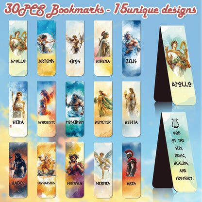 Greek Mythology Magnetic Bookmark Gift - Wxiben 30 Pcs Olympians Gods Bookmarks for Reading Ancient Greek Olympians Book Marks Page Magnets Marker Clip Gift for Book Lovers Students Teacher Bookish