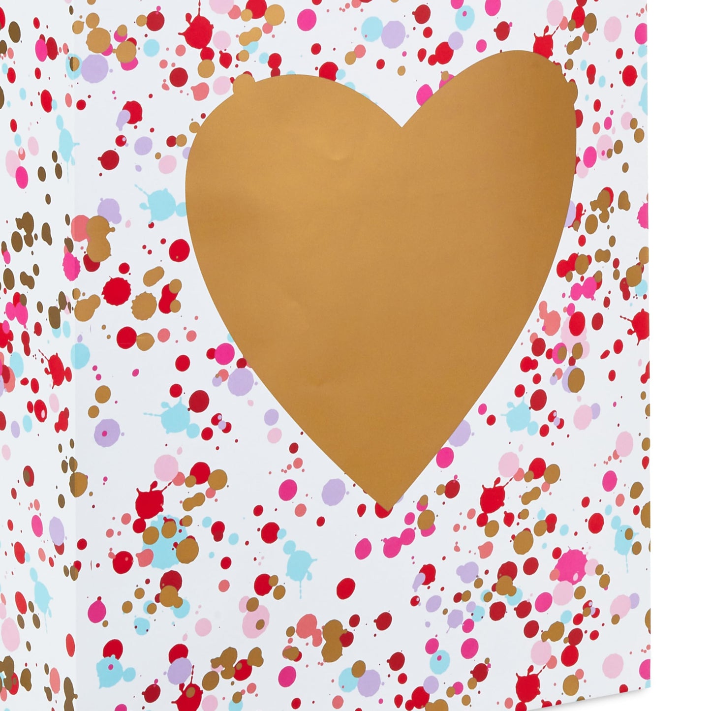 Hallmark 17" Extra Large Valentine's Day Gift Bag with Blue Tissue Paper (Gold Heart, Paint Splatters)