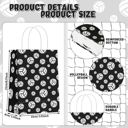 Patelai 24 Packs Volleyball Gift Bags with Handles Volleyball Treat Goodie Bags Sport Theme Party Favor for Sport Party Decor Team Snack Supplies