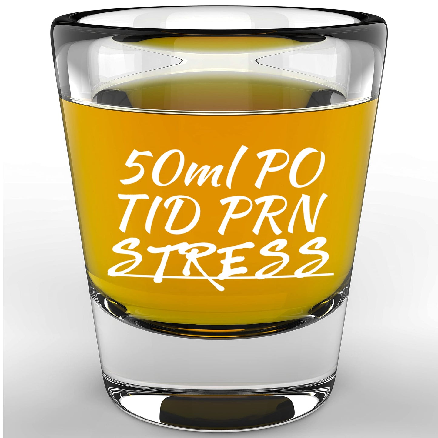 LitGifts Nurse Prescription Shot Glass, 1.75 oz, Glass, White, Funny, Reusable, Made in USA