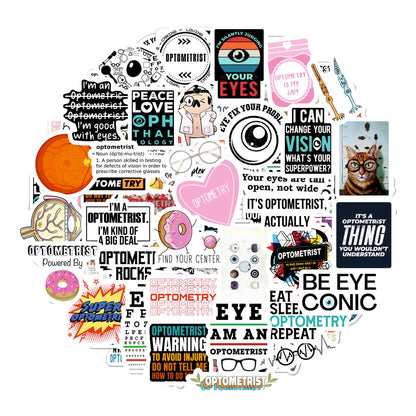 BulbaCraft 100Pcs Funny Eye Doctor Stickers, Optometrist Stickers, Funny Optometry Gifts for Women, Gifts for Women & Men