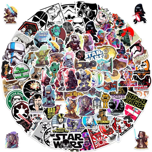 100PCS Star Wars Stickers Water Bottle Stickers Laptop Computer Bedroom Wardrobe Car Skateboard Motorcycle Bicycle Mobile Phone Luggage Guitar DIY Decal