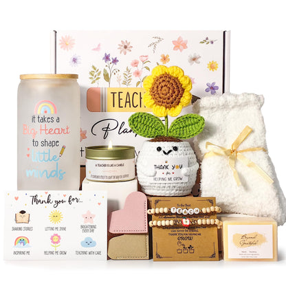 MHSMHL Teacher Gifts for Women, Teacher Appreciation Gift, Teacher's Gifts, Thank You Gift for Teachers Bulk basket Back to School End of Year for Christmas Thanksgiving with 16oz Glass Cup