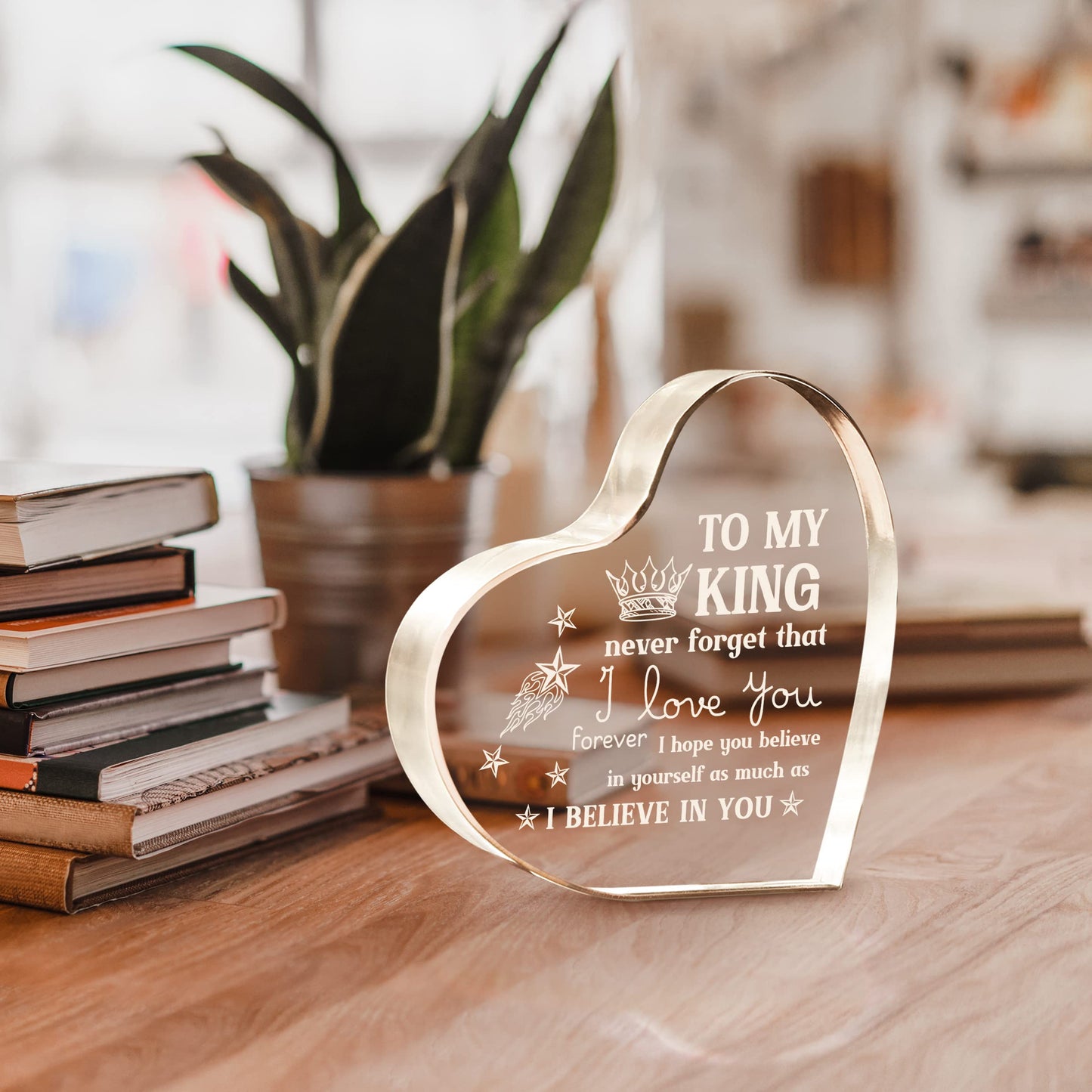 Gifts for Him Boyfriend, Mens Gifts, Anniversary I Love You Gifts for Him, Men's Heart Shaped Acrylic Block -Fathers Day Birthday Gifts for Boyfriend Husband