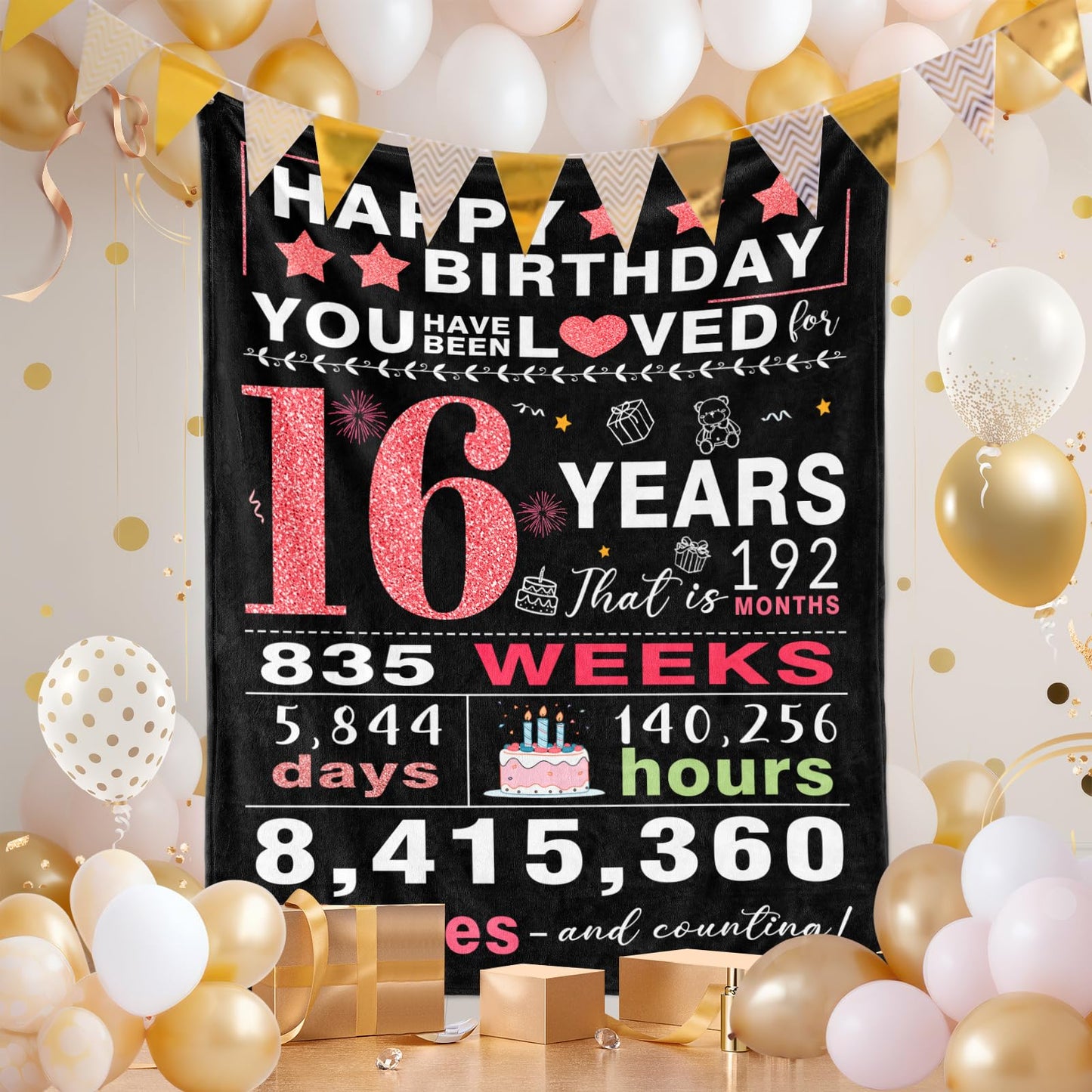 Sweet 16 Gifts for Girls - 16th Birthday Gifts for Girls - 16 Year Old Girl Gift - 16th Birthday Decorations for Girl - Sixteen Bday Gift for Daughter Granddaughter Niece Sister Ideas Blanket 50"x60"