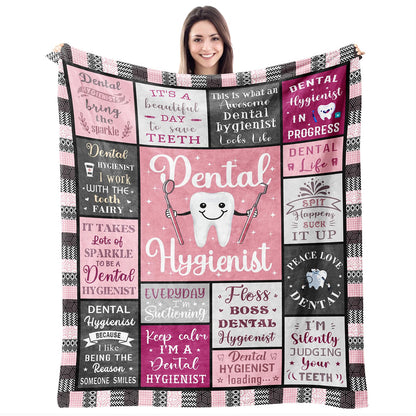 Dental Hygienist Gifts for Women Coworkers, Christmas Birthday Appreciation Graduation Gifts for Dental Hygiene Student Throw Blanket 60"X50"