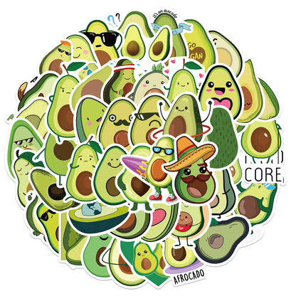 Cute Avocado Stickers for Kids, 50Pcs Kawaii Cartoon Avocado Vinyl Wateproof Stickers for Water Bottles Laptop Scrapbook, Funny Fruit Sticker for Girls Teens Students, Paty Decals
