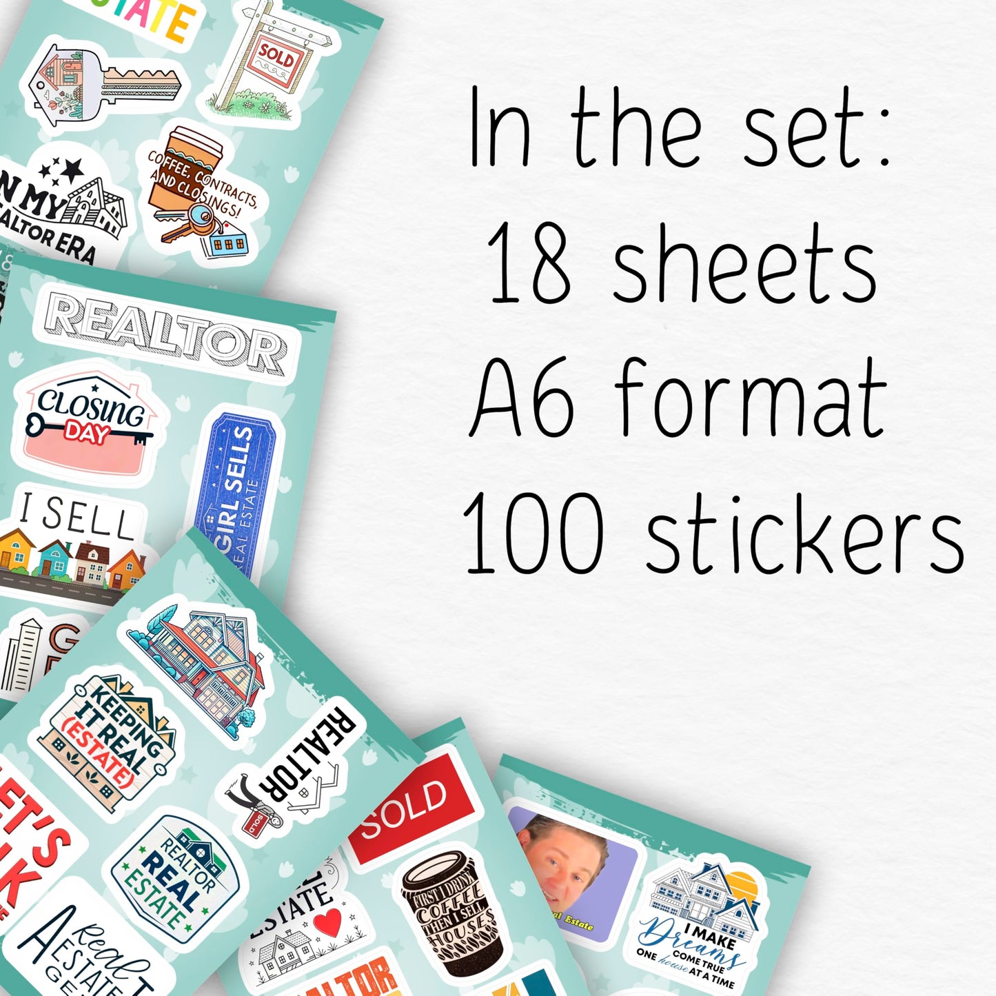 100Pcs Realtor Stickers for Laptop & Water Bottles, Real Estate Stickers - Real Estate Agent Gifts - Realtor Party Supplies - Gift for Women & Men
