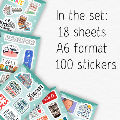 100Pcs Realtor Stickers for Laptop & Water Bottles, Real Estate Stickers - Real Estate Agent Gifts - Realtor Party Supplies - Gift for Women & Men