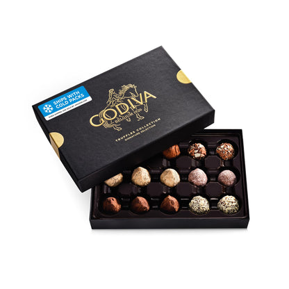 Godiva Signature Truffle Gift Box, Belgian Dark and Milk Chocolates with Ganache Center, Gourmet Gift for Birthdays, Holidays, Kosher, 15 Pc
