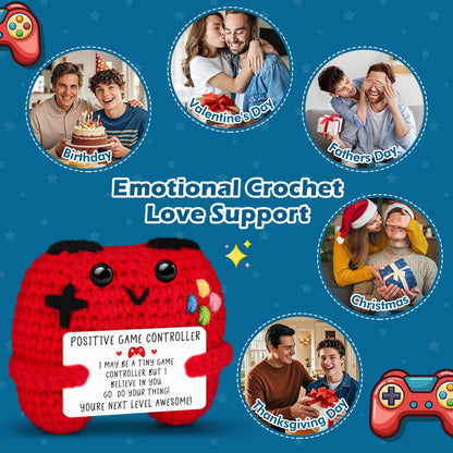 Busy Gaming Life Positive Crochet Controller Graduation Gifts for Son Daughter Mothers Day Birthday, Gamer Gift for Teen Boy Girl, Boy Room Decor, Handmade Gamer Game Controller for Teenage Boy Girl
