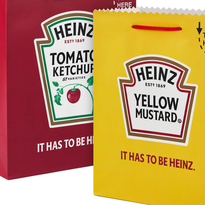 Hallmark Heinz 13" Large Gift Bags (2 Bags: Ketchup and Mustard) for Birthdays, Father's Day, Fourth of July