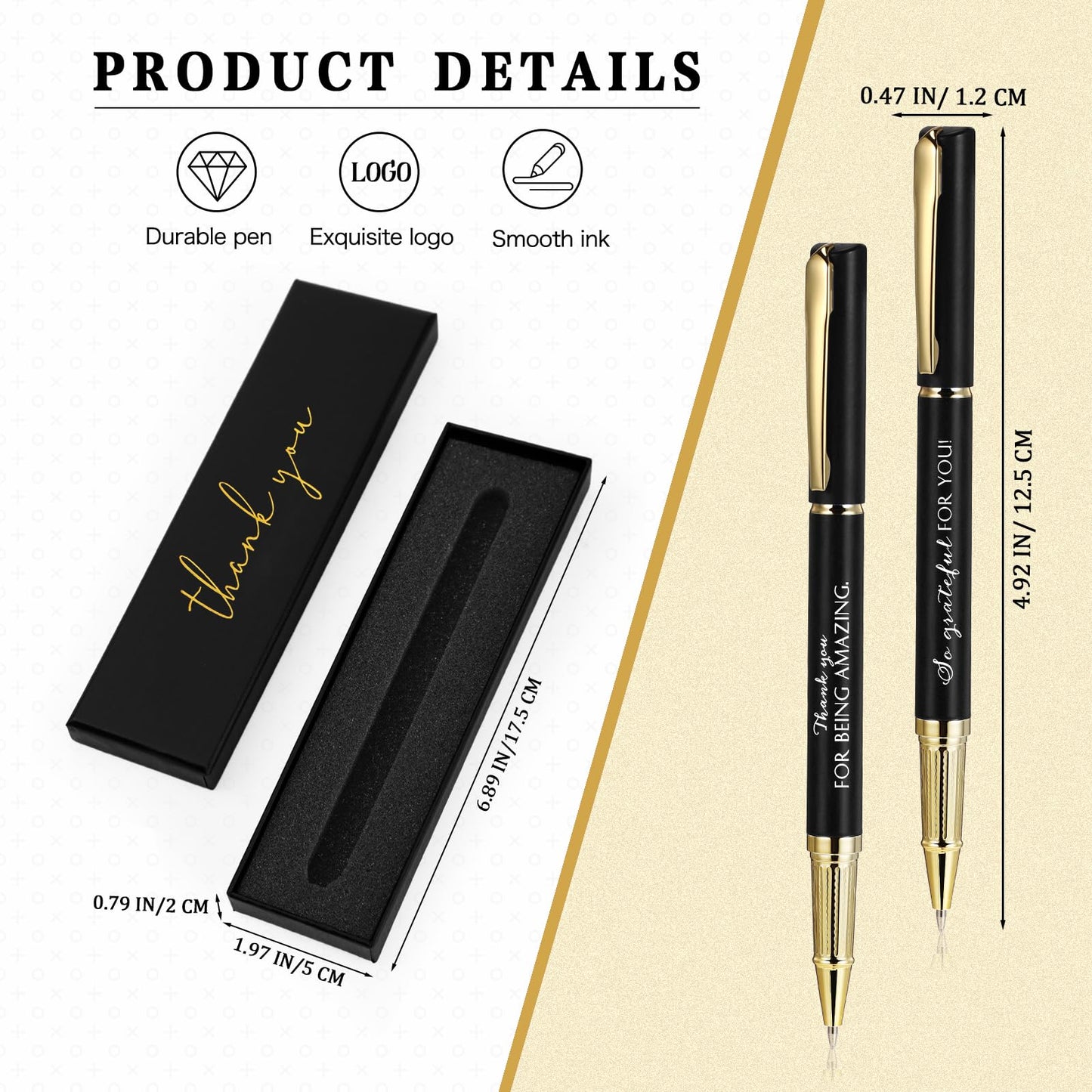 PerKoop 20 Sets Thank You Gifts Inspirational Ballpoint Pen with Box Employee Appreciation Gift Bulk for Fathers Day Police Graduation Teacher Nurse Office Staff Coworker(Black,Thank You)