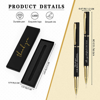 PerKoop 20 Sets Thank You Gifts Inspirational Ballpoint Pen with Box Employee Appreciation Gift Bulk for Fathers Day Police Graduation Teacher Nurse Office Staff Coworker(Black,Thank You)