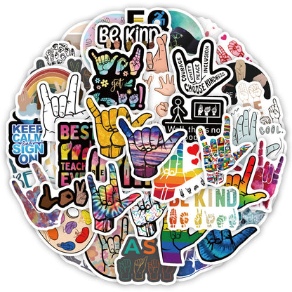 61PCS Be Kind ASL Stickers,Aesthetic Sticker,Vinyl Waterproof Be Kind ASL Stickers,for Water Bottle Laptop Phone Journal,Gifts for Kid Girl Women (Be Kind ASL)