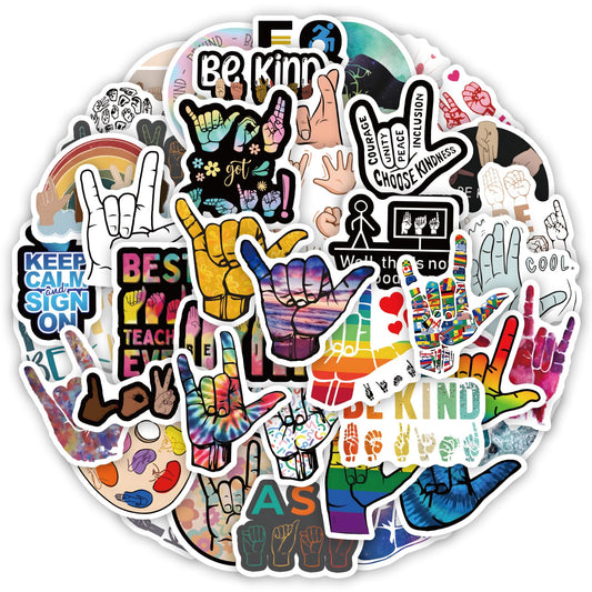 61PCS Be Kind ASL Stickers,Aesthetic Sticker,Vinyl Waterproof Be Kind ASL Stickers,for Water Bottle Laptop Phone Journal,Gifts for Kid Girl Women (Be Kind ASL)