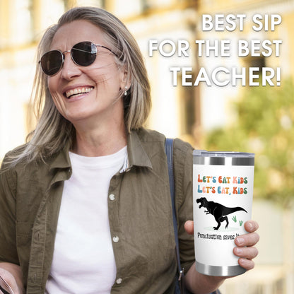 OASSIE Teacher Appreciation Gifts for Women Men - Saurus Kids 20 oz Stainless Steel Tumbler - Teachers Day Thank You Birthday Appreciation Gifts for Women Coworkers Teachers, Funny Teacher Gift Ideas