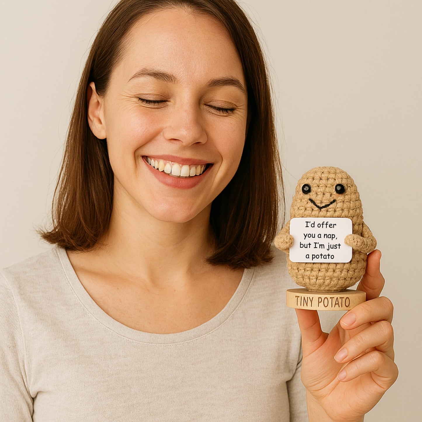 Funny Pregnancy Gift for 1st Mothers Day - Tiny Potato Crochet with 30 Empowering Cards for Expecting Soon to Be Moms | New Baby Pregnancy Announcement Present Idea - Gender Reveal for Pregnant Women