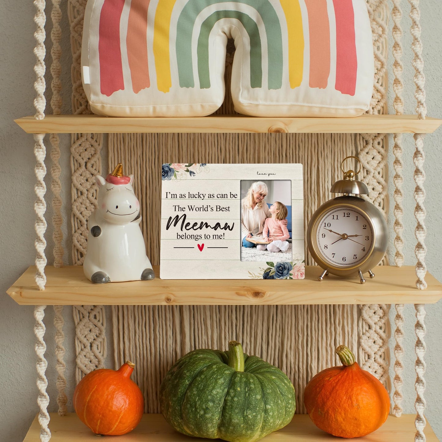 Meemaw Gifts 4X6 Picture Photo Frames, I Am As Lucky As Can Be The Best Meemaw Belong To Me Wood Photo Frame, Meemaw Christmas Birthday Mother’S Day Gift Picture Frame for Wall Tabletop Display