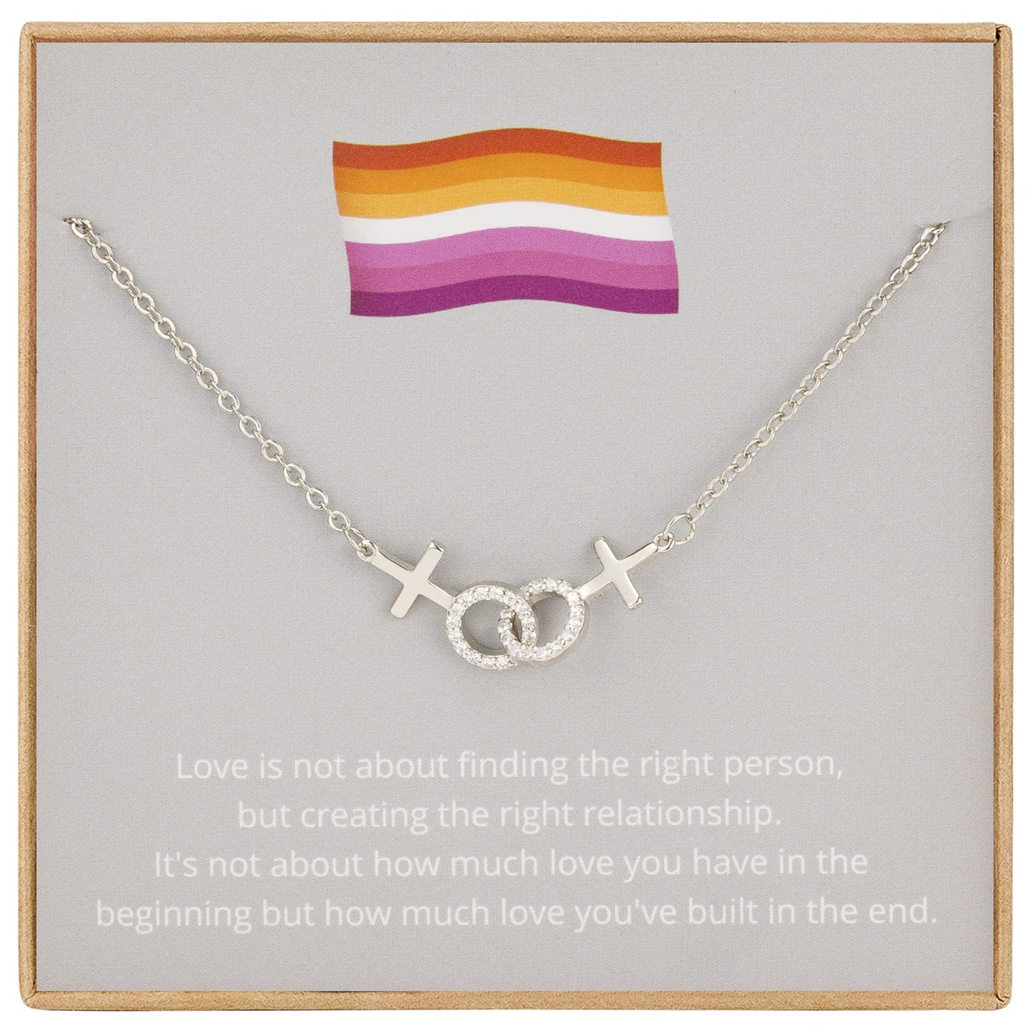 Lesbian Pride Gifts Lesbian Necklace LGBT Pride Necklace Gifts Rhinestone Silver Necklaces