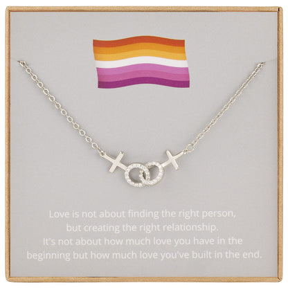 Lesbian Pride Gifts Lesbian Necklace LGBT Pride Necklace Gifts Rhinestone Silver Necklaces