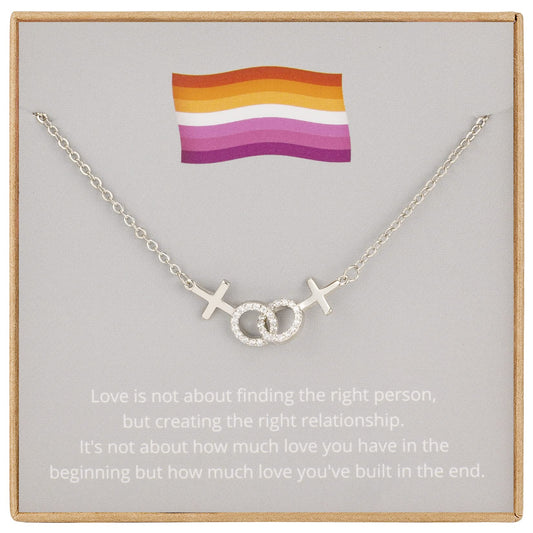 Lesbian Pride Gifts Lesbian Necklace LGBT Pride Necklace Gifts Rhinestone Silver Necklaces