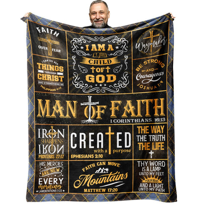Fathers Day Christian Gifts for Men Blanket 60"x50", Religious Inspirational Spiritual Gifts for Men, Gift's for Christian Man, Pastor/Faith Based/Catholic/Bible Verse/Baptism Gift for Boys