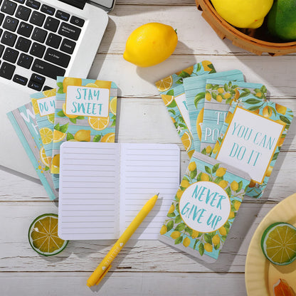 Fainne 16 Pcs Lemon Party Favors Mini Lemon Notebook Bulk for Women Gifts, 3.2 x 5 Inches Small Pocket Notepads for Fruits Theme Decoration, 8 Styles