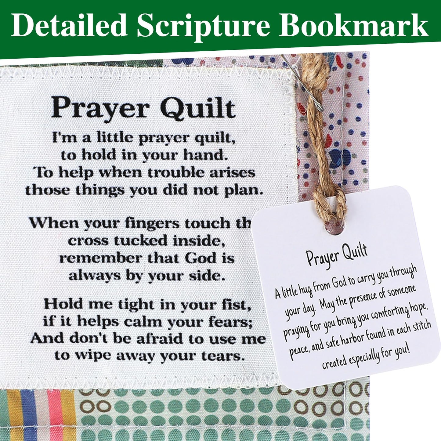 Fanfanwin 2 Pack Prayer Quilt with Cross, Mini Pocket Scripture Quilts for Women, Portable Christian Gifts for Encouragement, Pastor Appreciation Bereavement Gift(Classic)