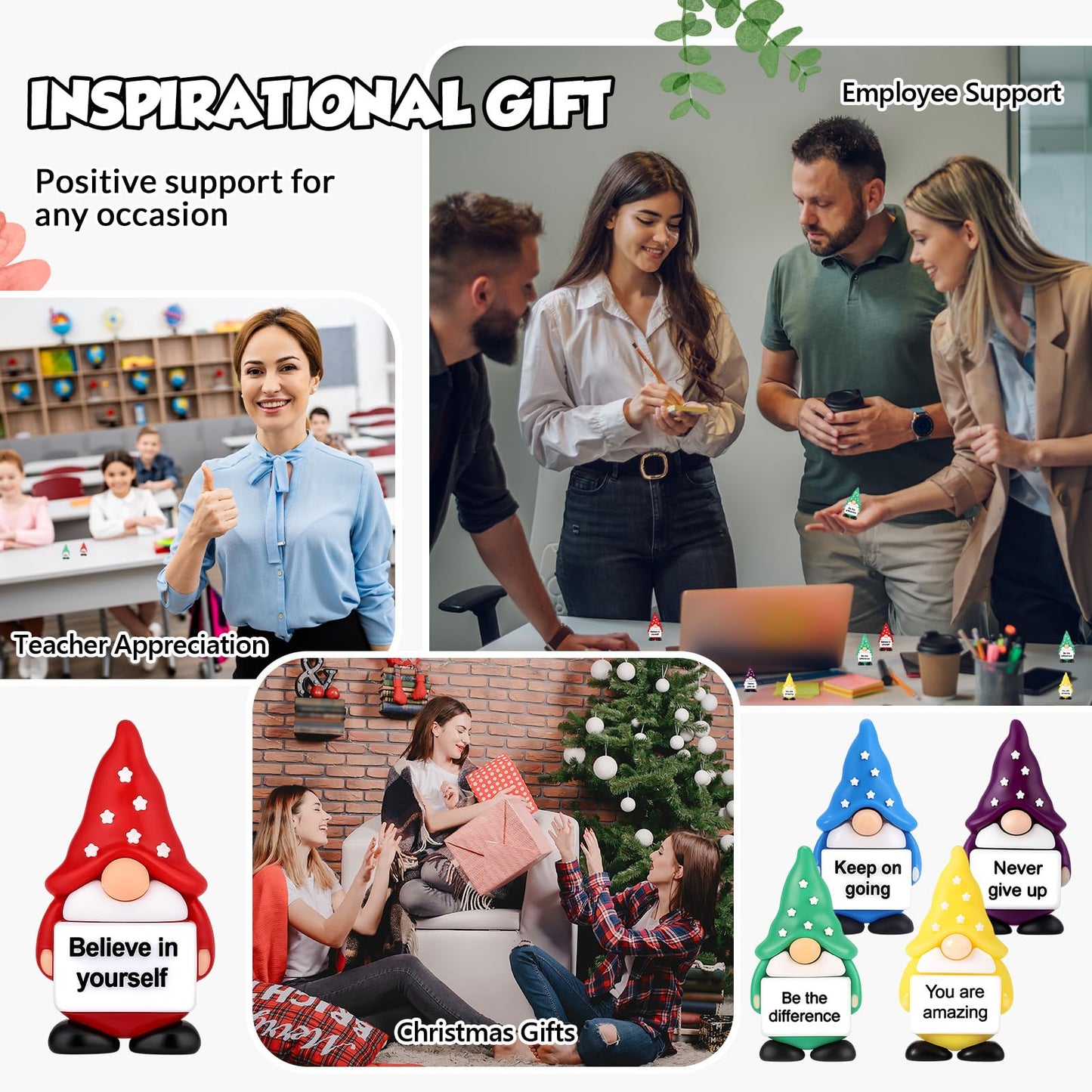 Gejoy 50 Pcs Mini Rubber Gnome Toys Positive Mini Gnomes Figures to Hide Emotional Uplifting Gifts Decorations and Encouragement Motivational Gifts for Colleague Staff Teacher
