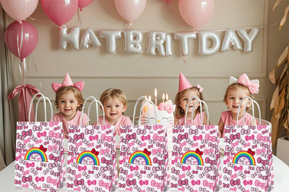 Leifyson 20pcs Pink Paper Gift Bags with Bows | Birthday Party, Wedding, Baby Shower & Holiday Favor Decorations | Eco-Friendly Stationery Supplies