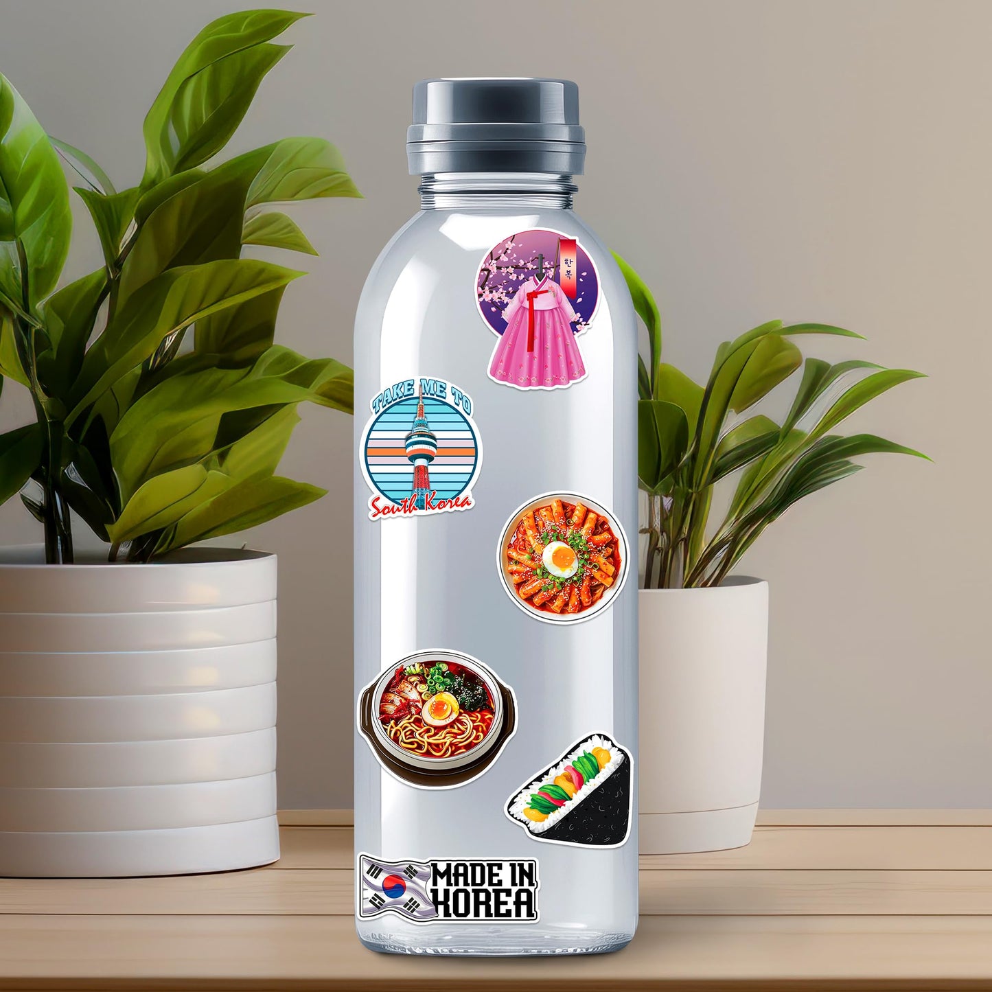 Korea Travel Stickers 50 Pieces Vinyl Waterproof Decal for Laptop Water Bottle Phone Car Window Bike Motorcycle Stakeboard Scrapbook Korean Sticker Gifts