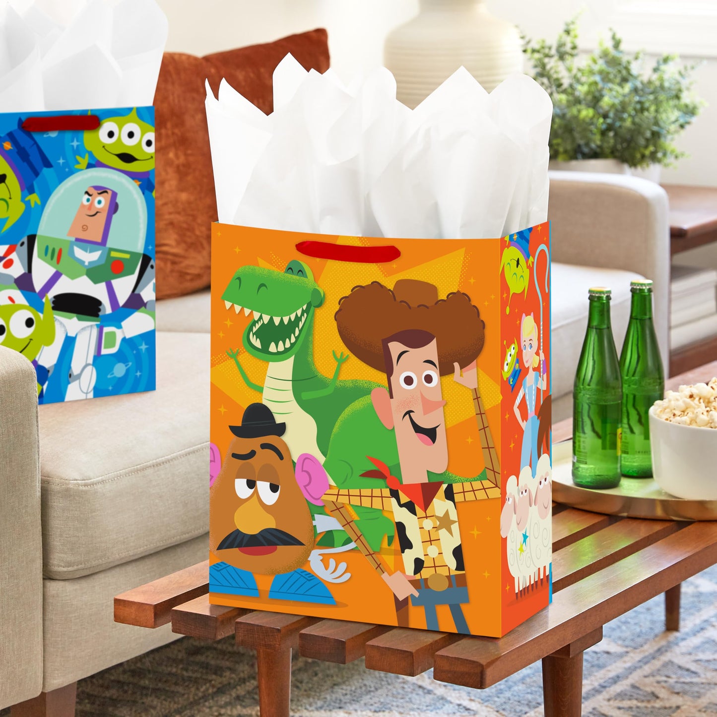 Hallmark Disney Pixar Toy Story Gift Bags for Kids (2 Bags: 1 Large 13", 1 Extra Large 15") for Birthdays, Back to School, Christmas