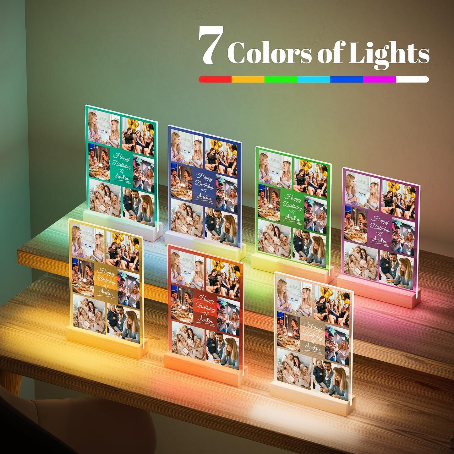 Jkolalin Custom Picture Frames with Photo, Personalized Picture Frame with Night Light, Custom Photo Frame, Customized Best Friend Photo Gifts, Personalized Birthday Gifts for Women Friends Her Him