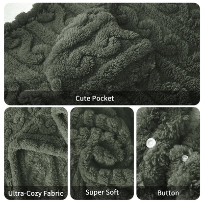 Wearable Blanket Sherpa Fleece Shawl Blanket with Pockets Blanket Poncho Cape for Adults, Cozy Shawl TV Throw Blankets
