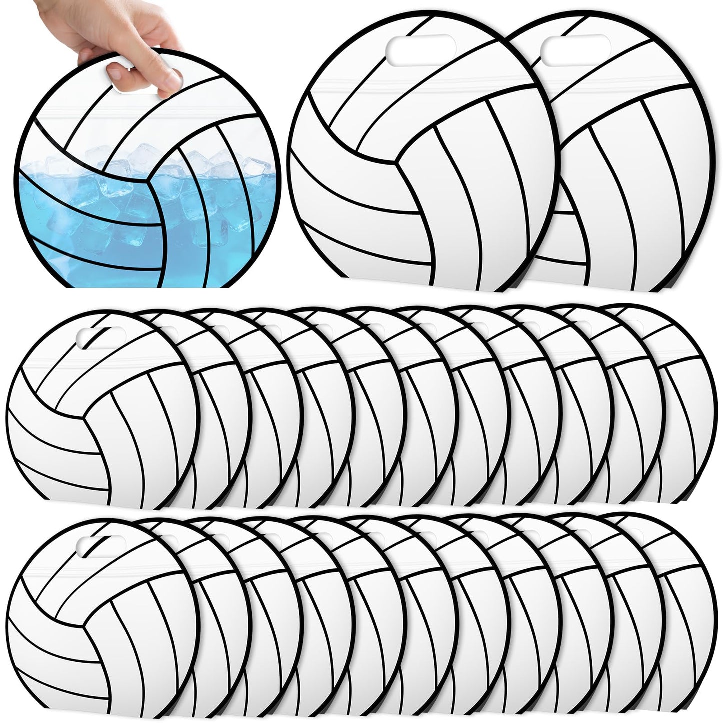 AKAIXI 24pcs Volleyball Gift Bags with Handles Reusable Sealed Snack Bags, Stand-up Bottom Treat Bags for Volleyball Coach Sport Team and Volleyball Mom, Party Favor Birthday Gifts Supplies