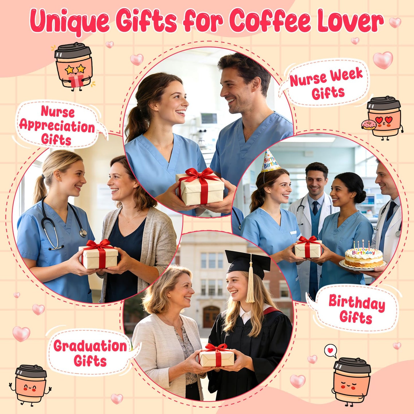 Nurse Week Gifts for Women Female Nurse Appreciation Practitioner RN Nurses Gift 2026 Nursing School Graduation Gifts for Student Preceptor Handmade Crochet Pink Coffee Mug for Mom Sister Friend