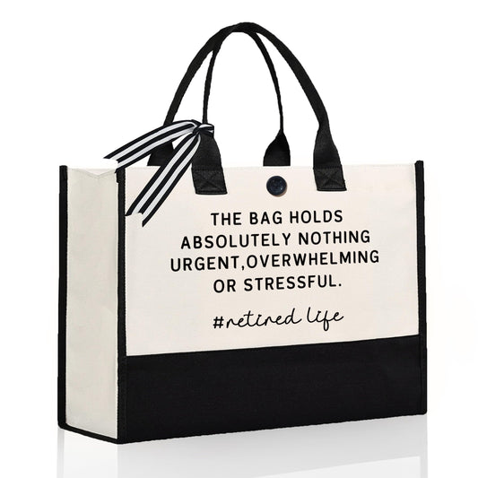 Craftique Retirement Gift for Woman, Funny Retired Cornered Tote Bag, Unique Retirement Gifts for Women Coworker Friend Bosses, Happy Retired Gift Bag for Shopping Travel Picnic, 17” x 6.7” x 12.5”