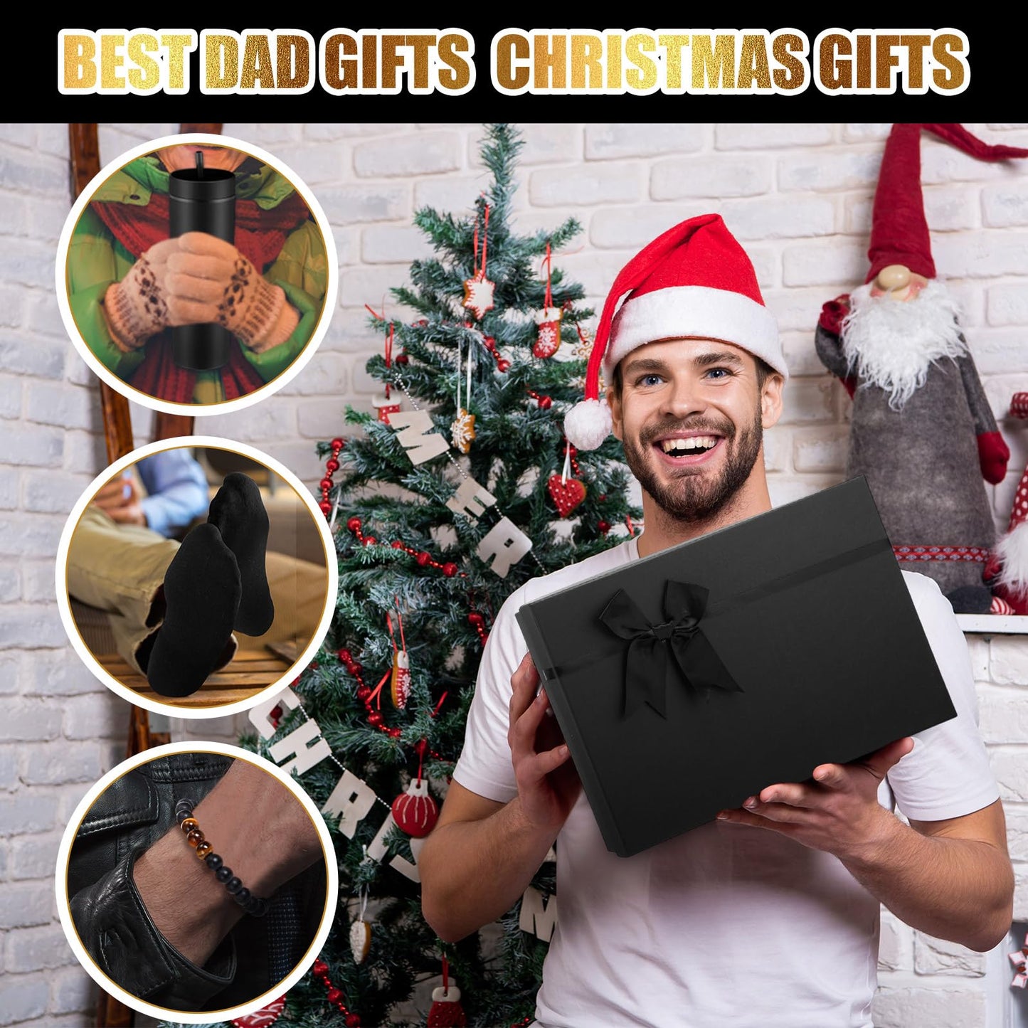Skylety 13 Pcs Birthdays Gifts Baskets for Men Father Gift for Men Birthdays Gift Box 16 oz Tumblers Wallet Toiletry Bag Sock Bottle Opener Belt Bracelet Glasses Pen for Father's Day Dad Husband