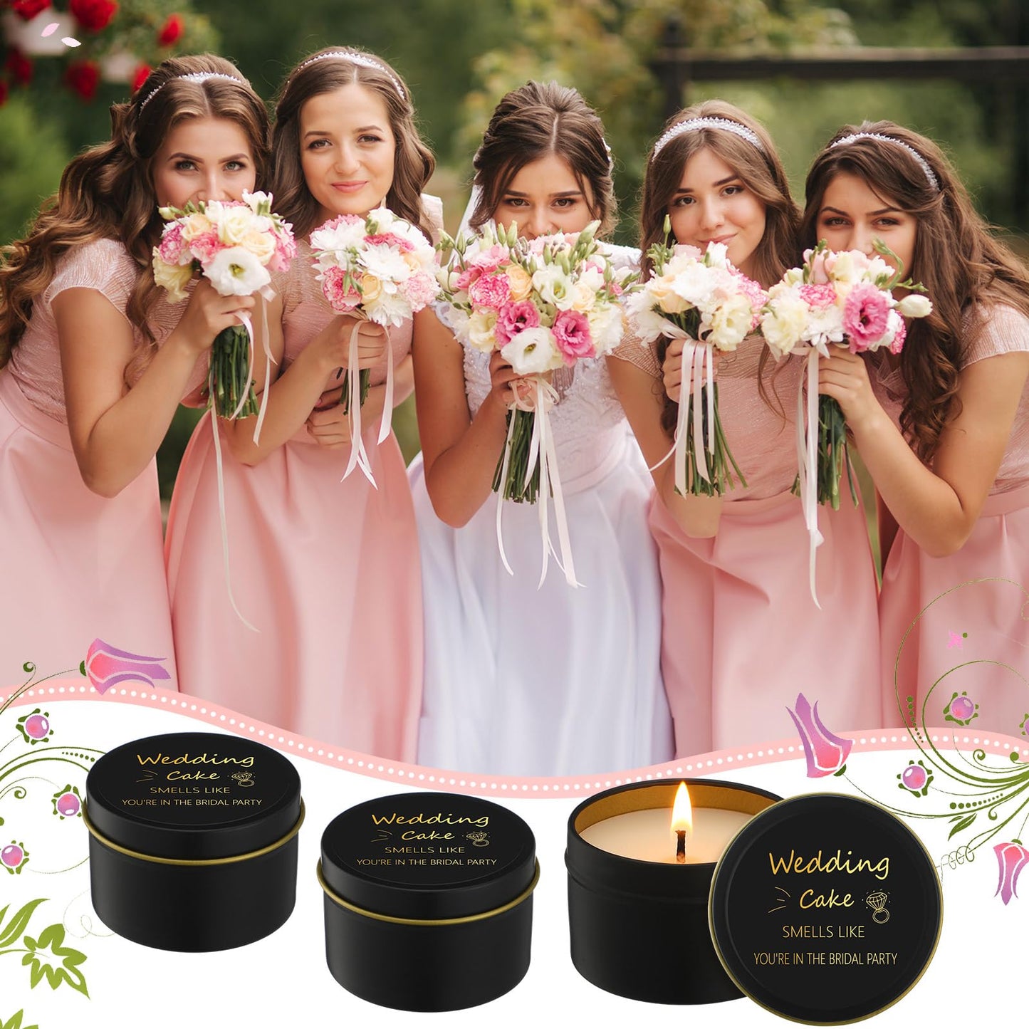 Conelist 8 Pcs Bridesmaid Proposal Gifts Smells Like You're in the Bridal Party Candles Bridesmaid Gifts Natural Soy Wax Candles for Best Friends(Black,Retro)