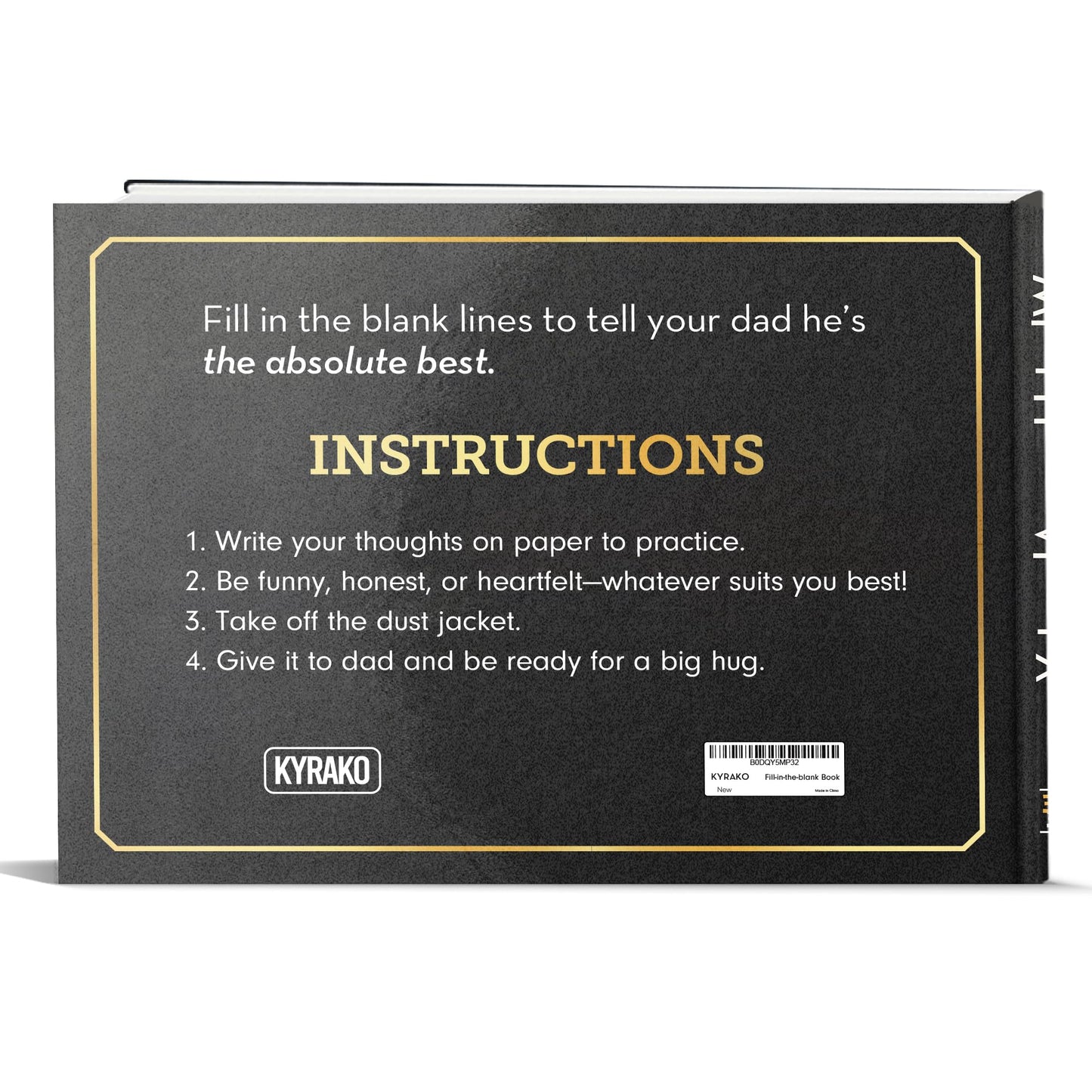 KYRAKO Fathers Day Gift for Dad from Daughter, Son, Kids - What I Love about Dad Book, Fill-in-the-Blank Book for Dad: Fun Prompt Notebook to Share Memories, Thoughtful Birthday Present & Keepsake