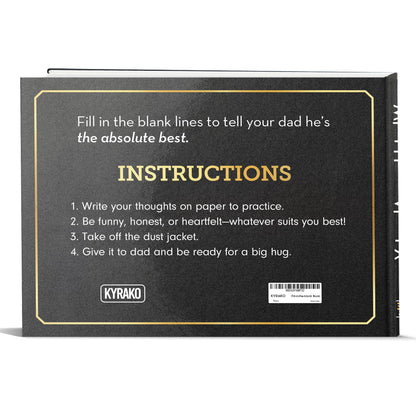 KYRAKO Fathers Day Gift for Dad from Daughter, Son, Kids - What I Love about Dad Book, Fill-in-the-Blank Book for Dad: Fun Prompt Notebook to Share Memories, Thoughtful Birthday Present & Keepsake