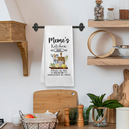 Meme Gifts Gift for Grandma from Grandkids Grandson Granddaughter, Mothers Day Christmas Birthday Kitchen Gifts Gift for Meme, Grandma Meme's Kitchen Dish Hand Tea Towels, 16x24 Inch