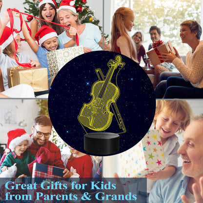Violin Night Light, Violin Gifts, Cello 3D Illusion Lamp with Remote Control, 16 RGB Colors, 4 Flashing Modes, Timer, Dimmable, Kids Music Room Decor