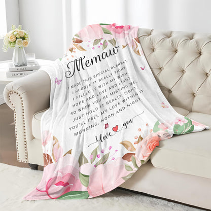 Memaw Gifts - Gifts for Memaw - Memaw's Birthday Gift from Grandchildren - Memaw's Blanket - Best Memaws Ever Gift - Memaws Gift's for Grandma Retirement Throw Blanket 60x50 Inch