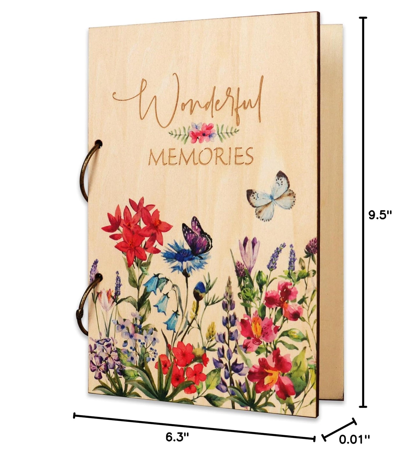 Giiffu Greeting Card Organizer – Wonderful Memories Wooden Floral Card Keeper & Album, Wood Book or Binder for Cards Keepsakes, Personalized Gift for Wedding, Birthday, Anniversaries, Holiday