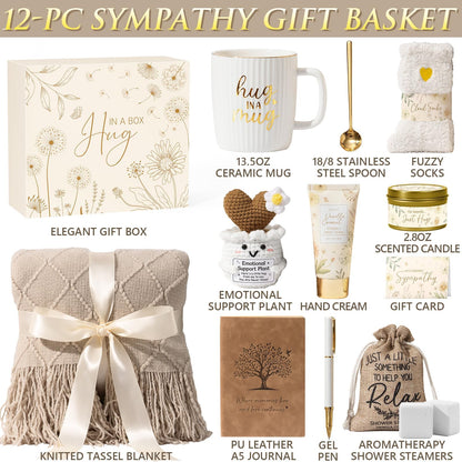 Sympathy Gifts Baskets for Loss of Loved One Mother Father Husband Mom Dad, Memorial Bereavement Grief Condolences Gift Basket for Loss, Hug In A Box Miscarriage Gifts for Mothers Women Care Package